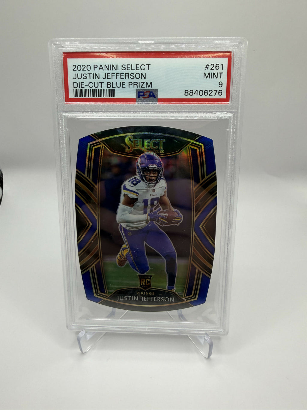 2020 Panini Select Justin Jefferson Die-Cut Blue Prizm PSA 9