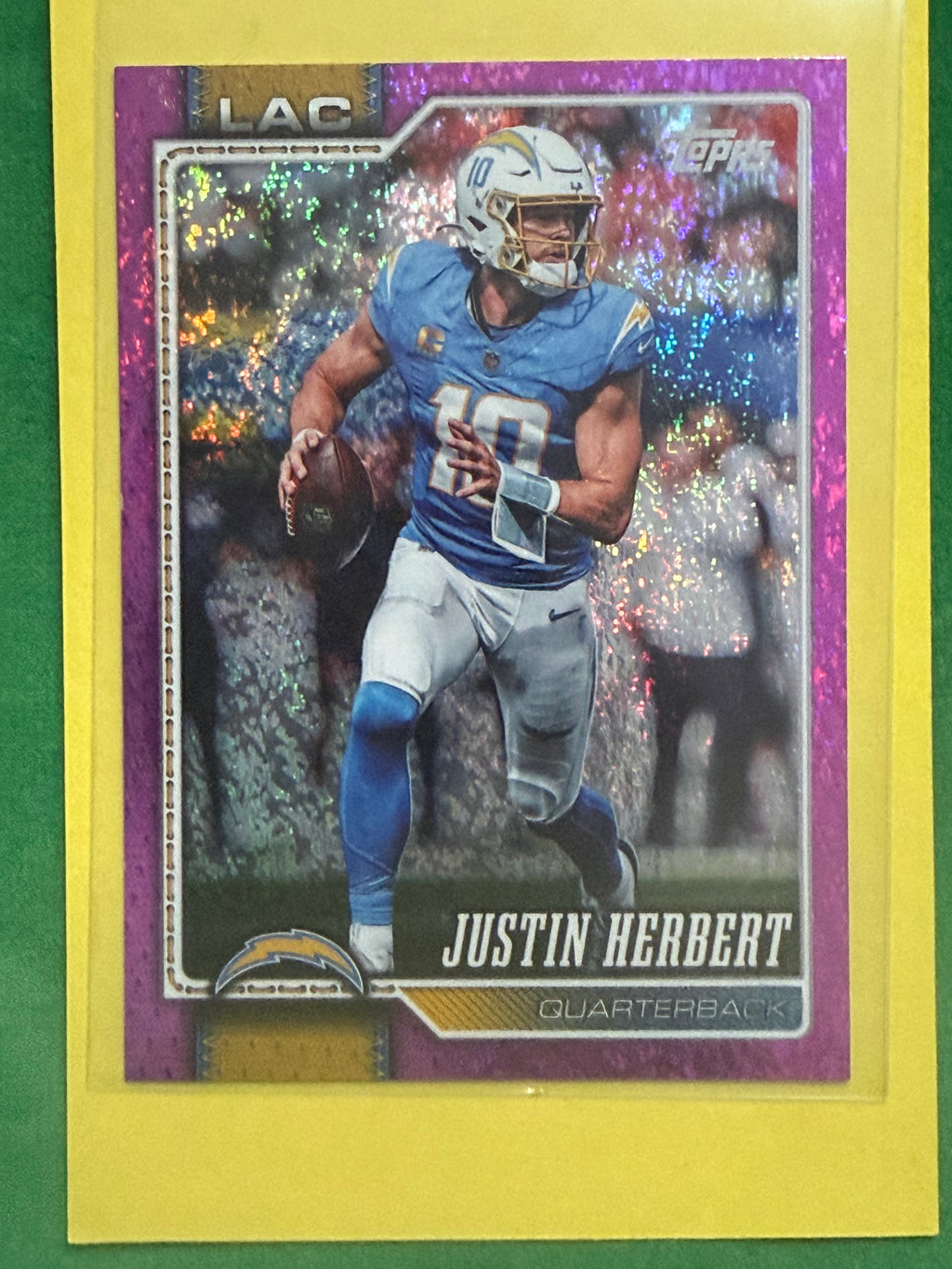 2026 Topps Football #110 Justin Herbert Pink Sand Glitter