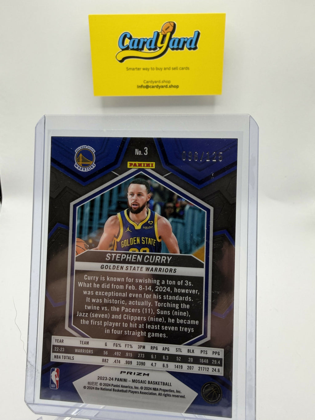 2023-2024 Panini Mosaic Steph Curry Blue Cracked Ice /125