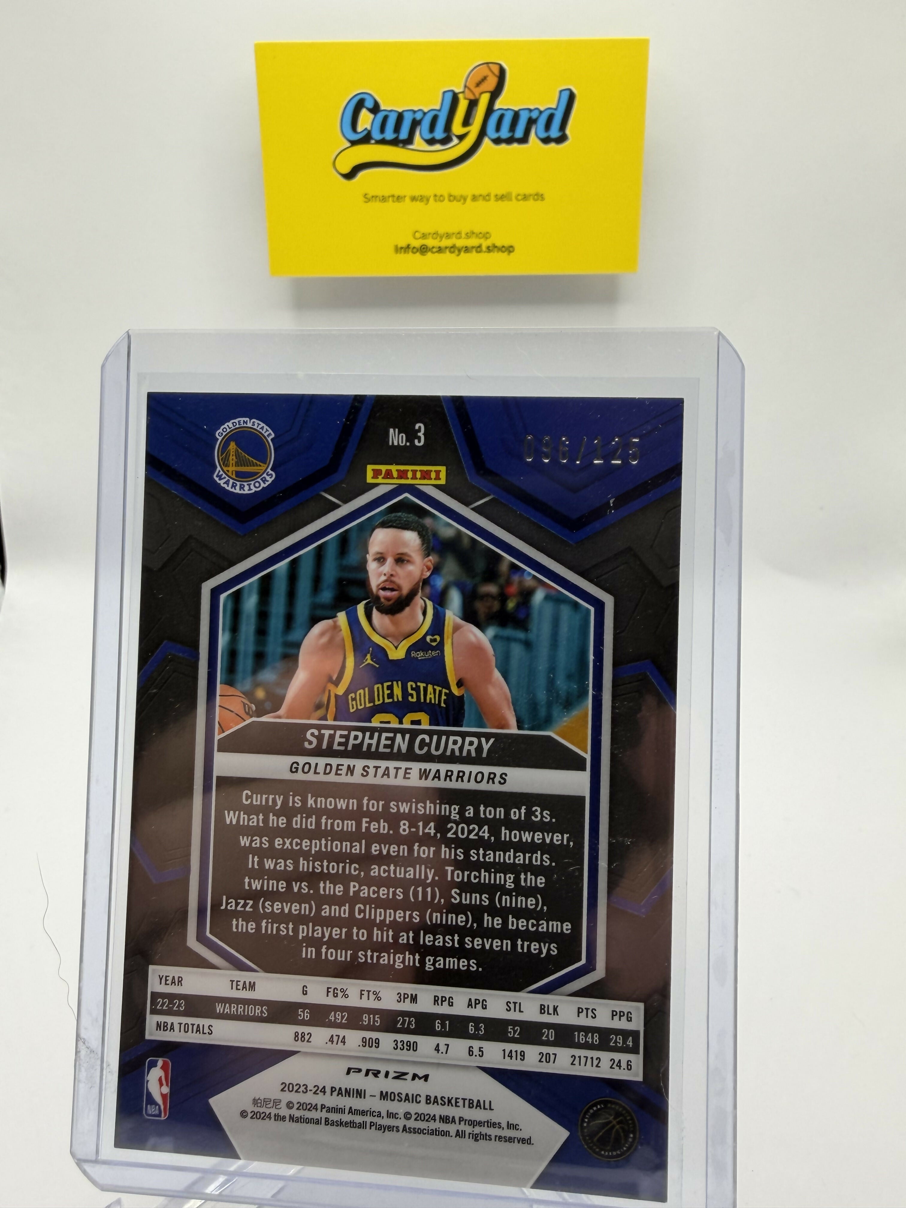 2023-2024 Panini Mosaic Steph Curry Blue Cracked Ice /125