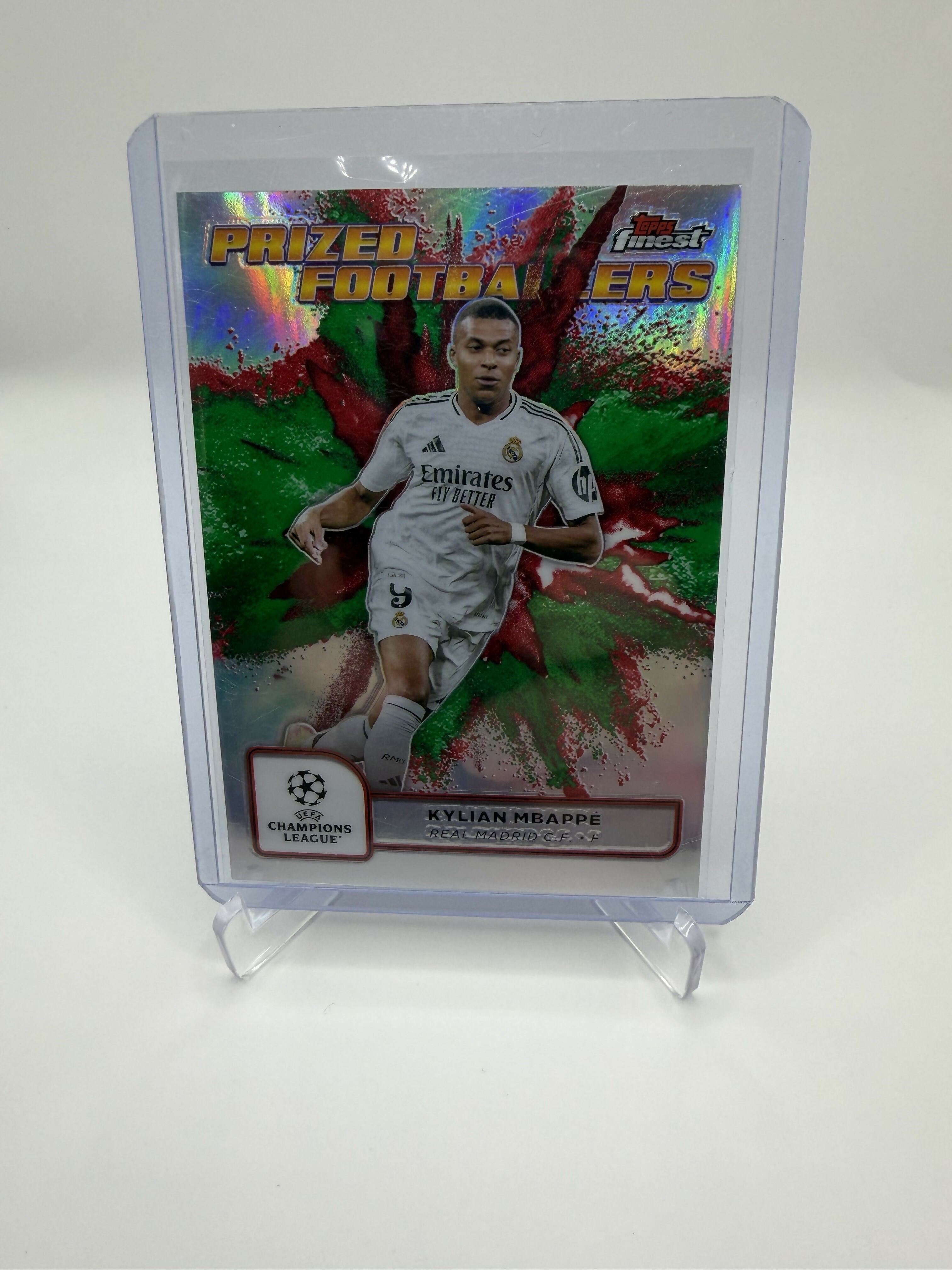 2025 Topps Finest UCC Kylian Mbappe Prized Footballers Red/Green Fusion