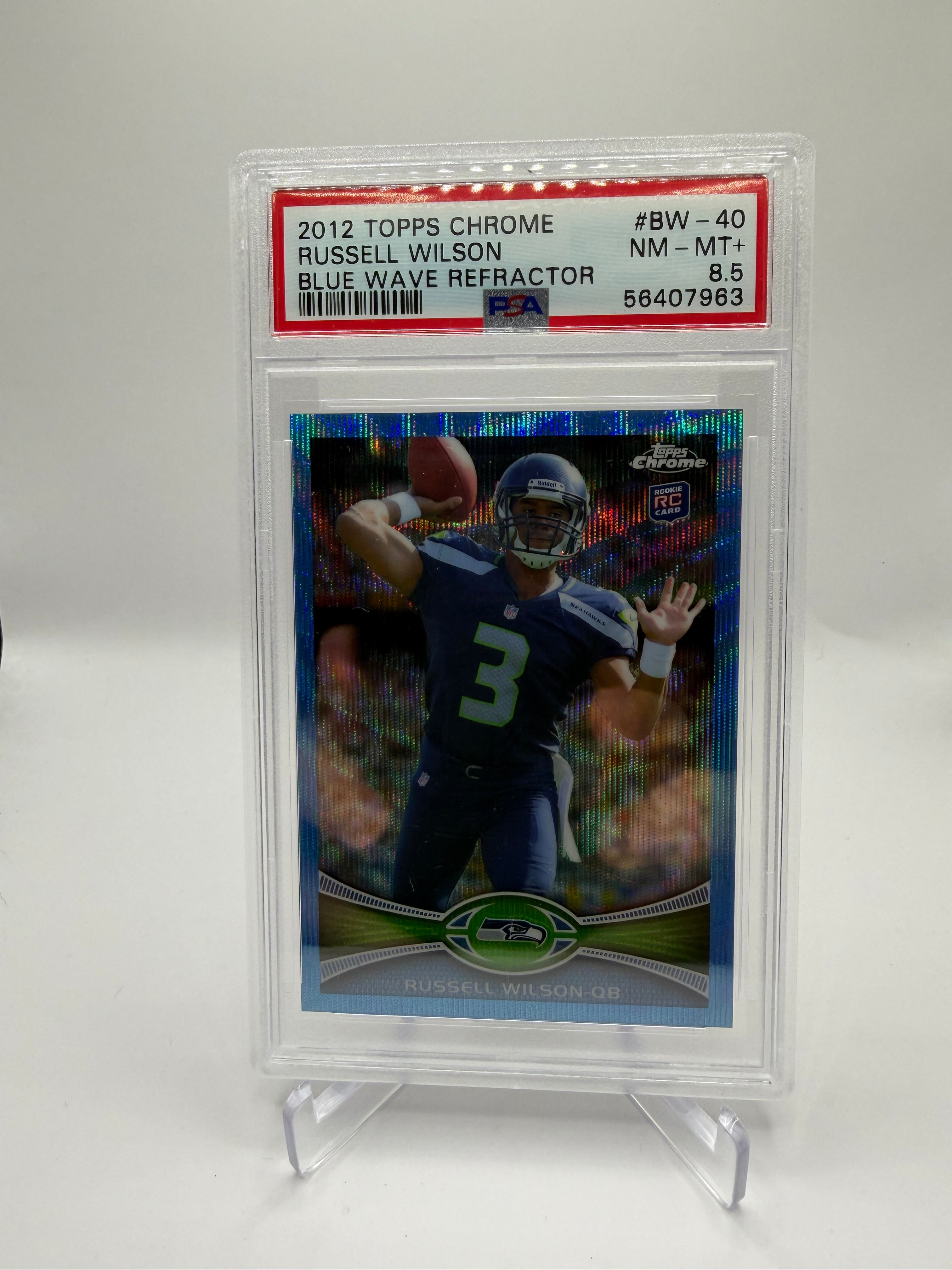 2012 Topps Chrome Russell Wilson Rookie Blue Wave Refractor #BW-40 PSA 8.5