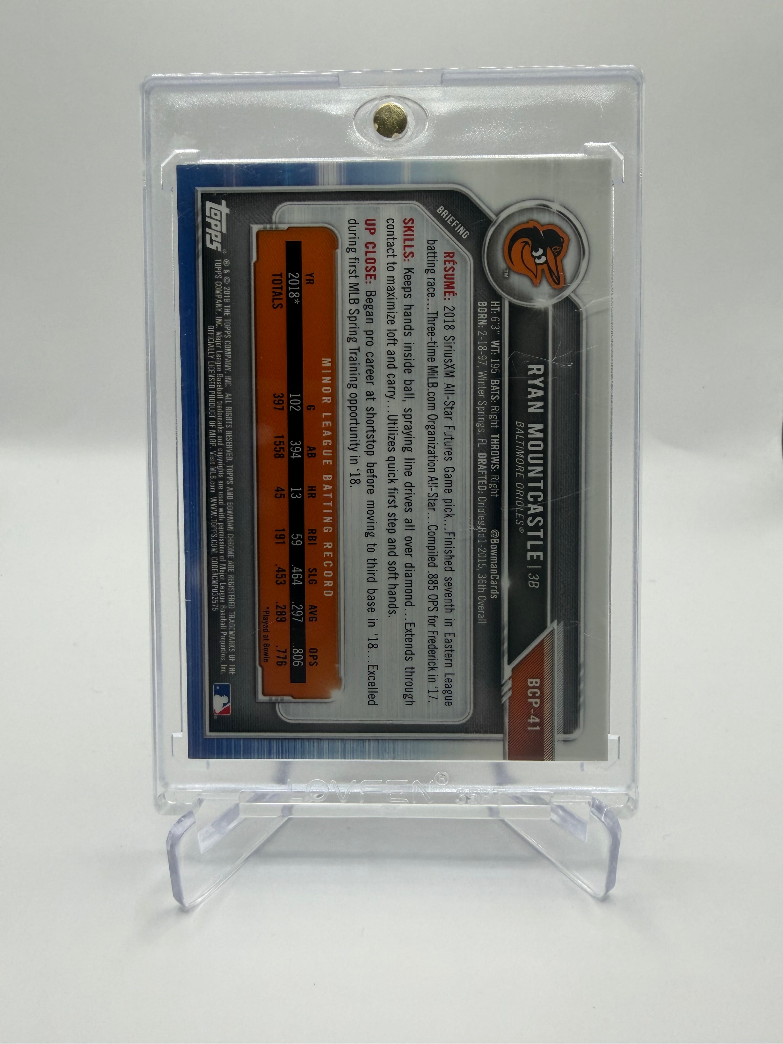 2019 Bowman Chrome Prospects Ryan Mountcastle Gold Shimmer Refractor #BCP-41 /50