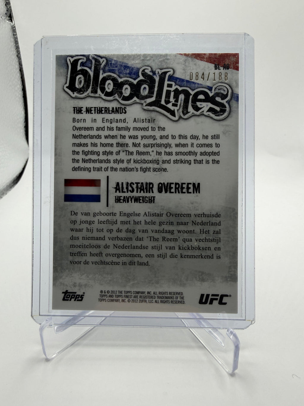 2012 Topps UFC Finest Bloodlines Alistair Overeem #BL-AO /188