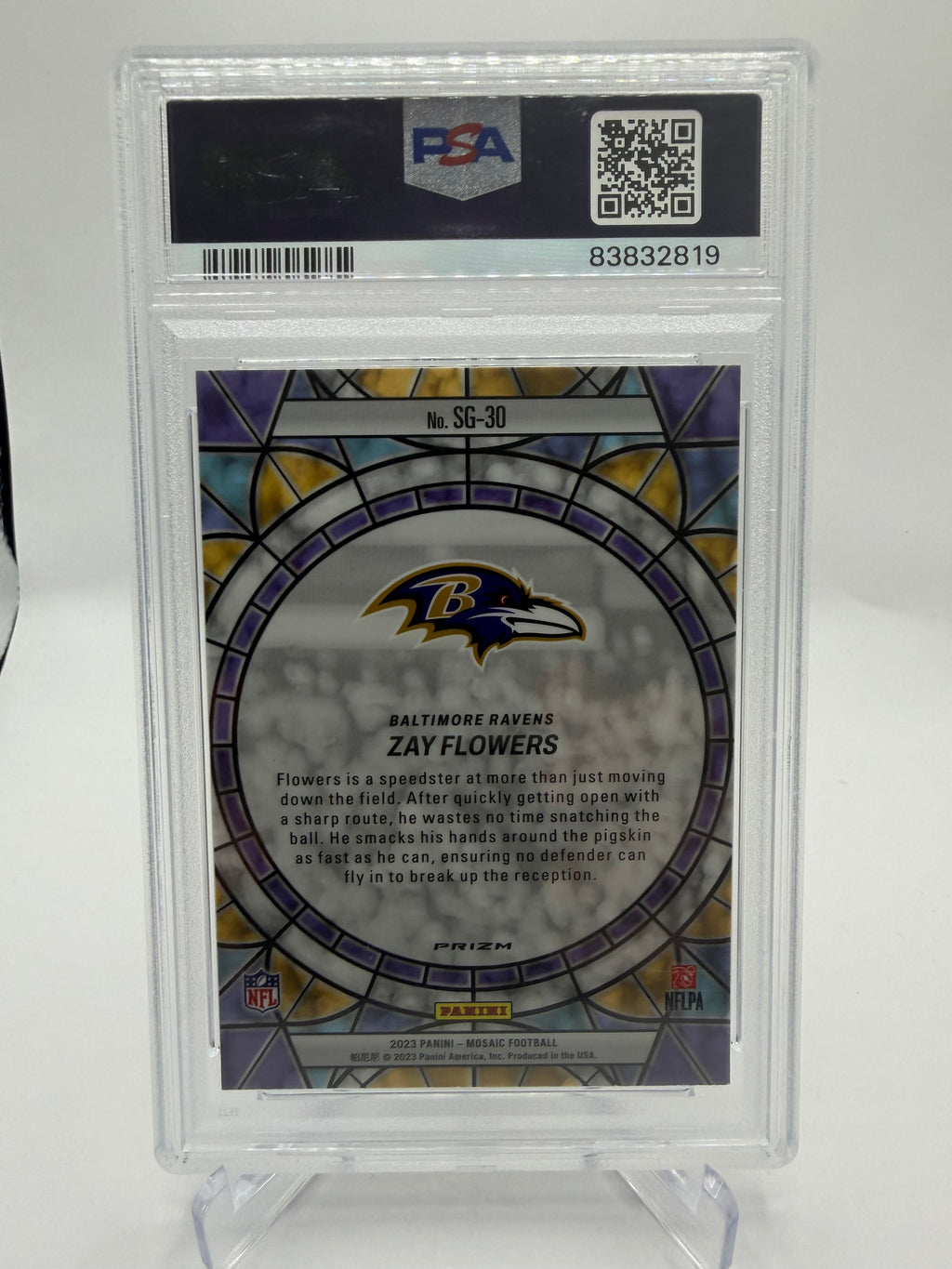 2023 Panini Mosaic Football Zay Flowers Stained Glass #SG-30 Rookie PSA 9
