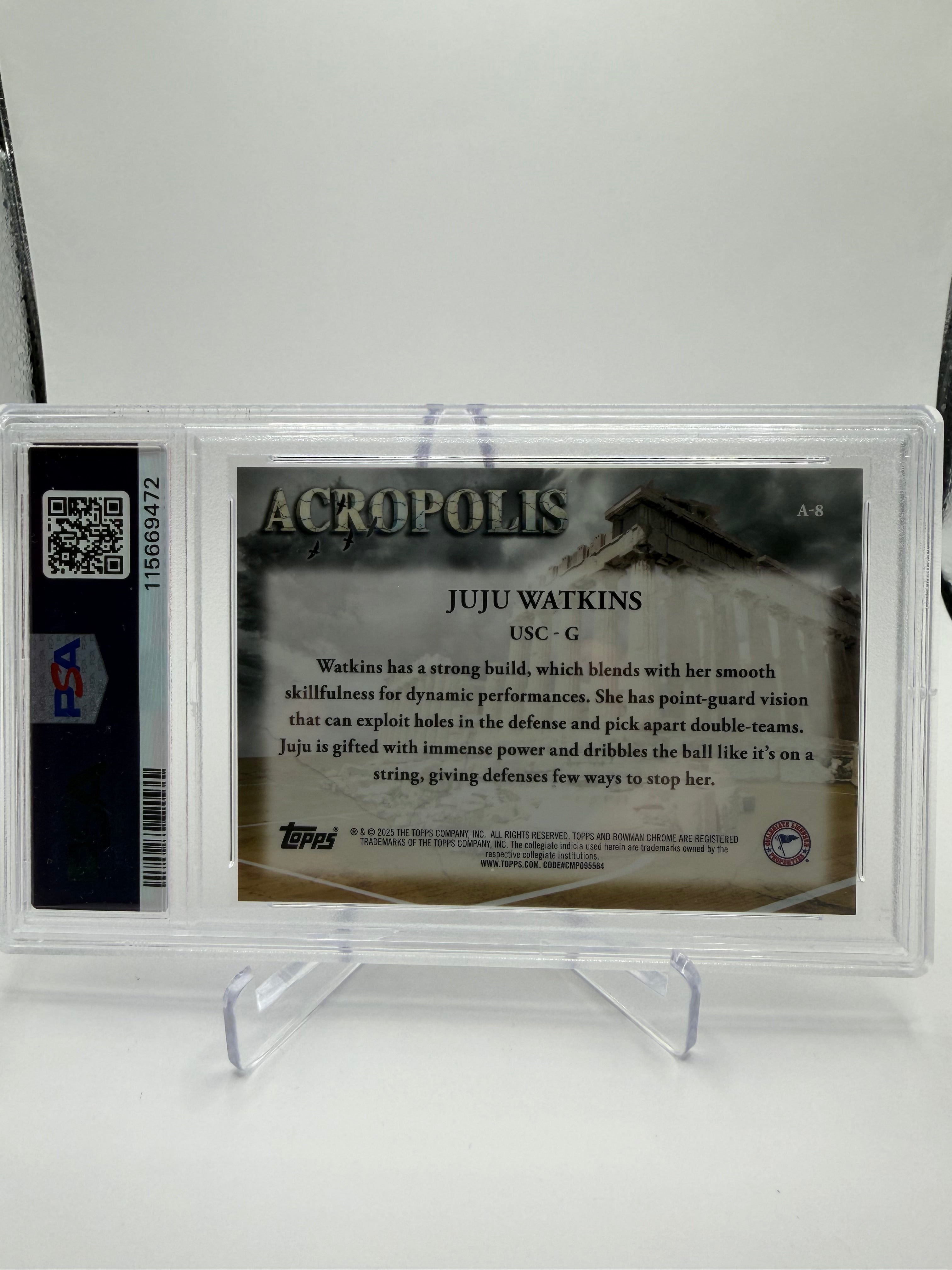 2024 Bowman Chrome University Basketball Acropolis Gold Refractor JuJu Watkins #A-8 PSA 10