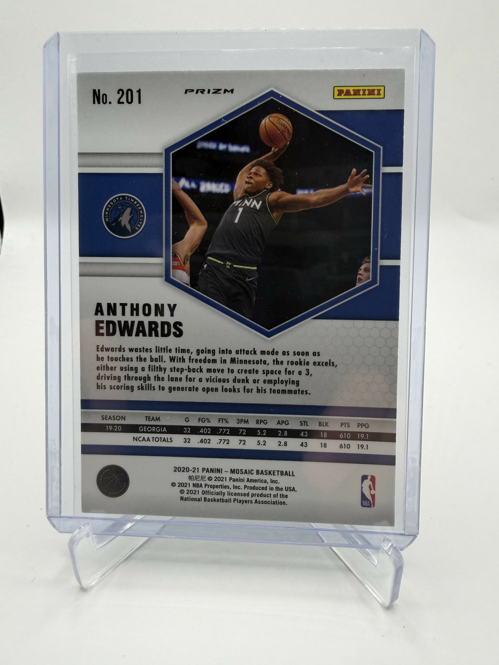2020-2021 Panini Mosaic Anthony Edwards Green Rookie