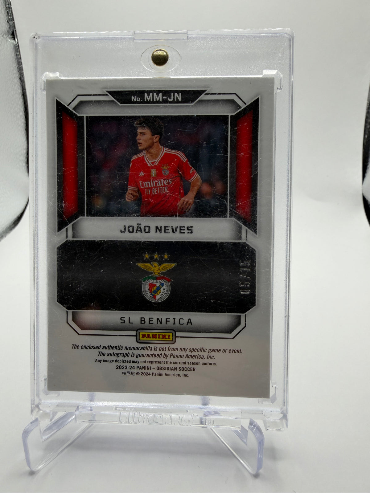 2023-24 Panini Obsidian Soccer João Neves Matrix Material Autographs Relic #MM-JN /15
